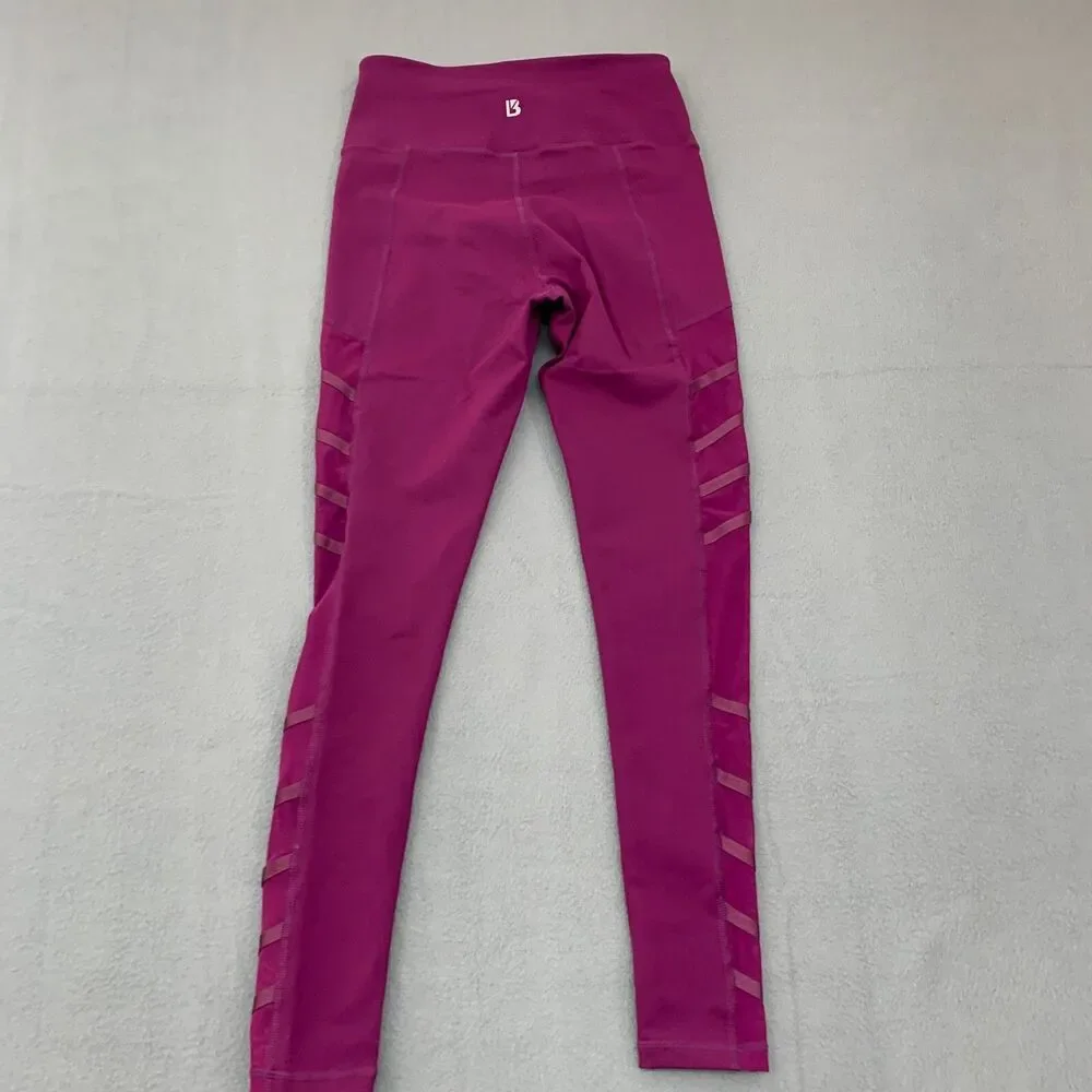 BuffBunny Gym Leggins Womens Size Small Side Mesh Panel Pink Yoga High Waist